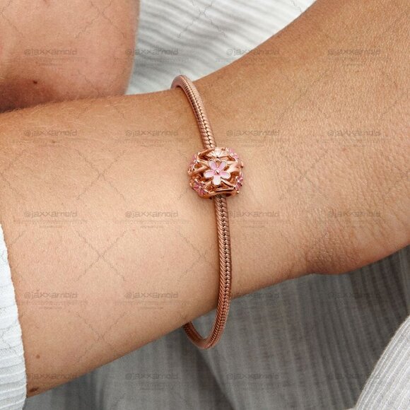 Pandora Openwork Pink Daisy Flower Charm - Picture 2 of 2